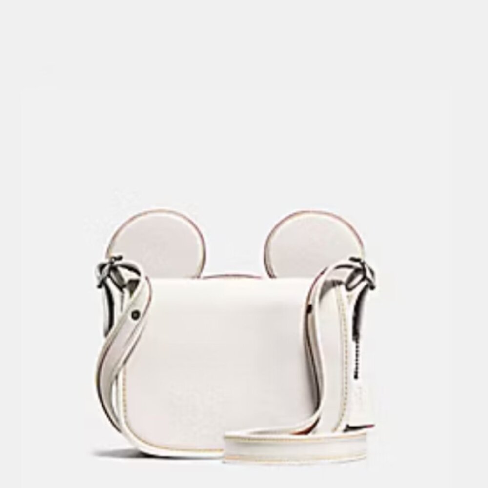 NWT Coach x Disney Patricia Saddle Crossbody bag With Mickey Ears Ivory